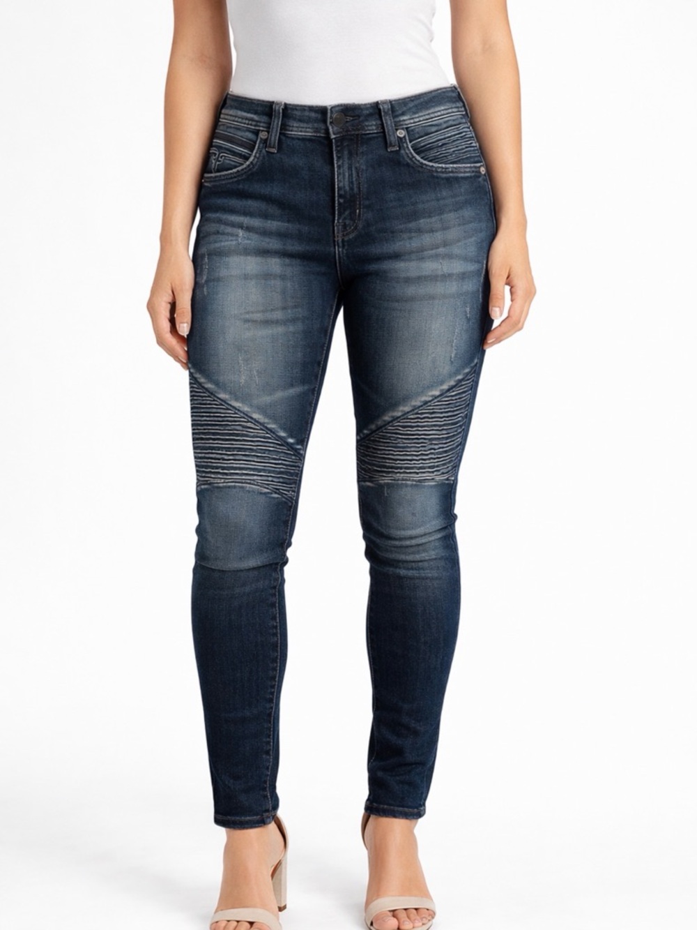 Rock Revival Women's Dark Blue Skinny Moto Jeans sz 28